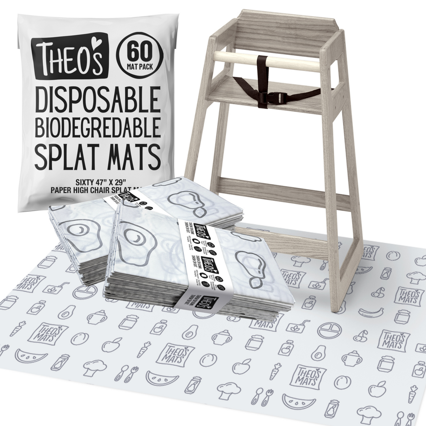 60 PACK | Eco-Friendly Disposable Splat Mats