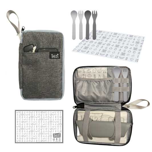 Loaded Clutch | 4 Disposable Splat Mats, 3 Stick On Placemats, 2 Spoons & 2 Forks
